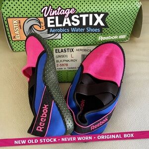 Vintage Reebok Elastix Aerobics Water Shoes NOS Neon Pink Blue | Unisex